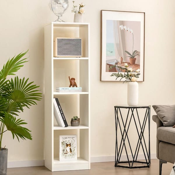 5-Tier Bookshelf Corner Bookcase Storage Display Organizer with 4 Cubes