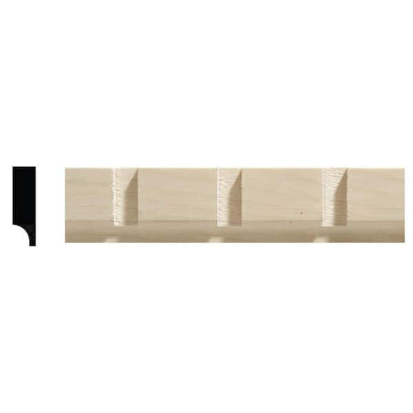 5255 11/32 in. x 1-3/16 in. x 96 in. White Hardwood Dentil Trim Moulding