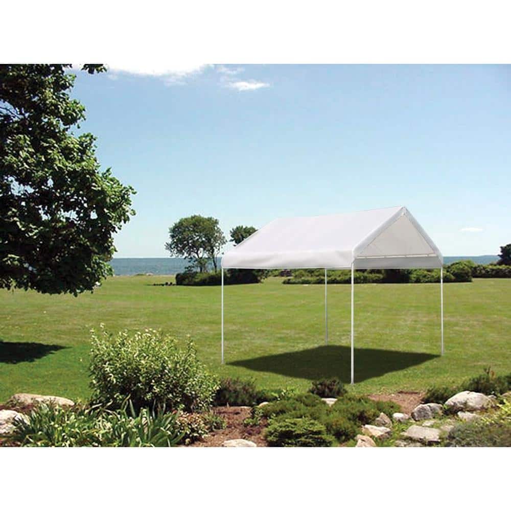 10 Ft. White Steel Pop-Up Canopy with Waterproof Cover