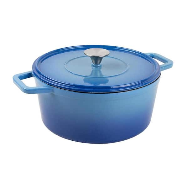 3 qt. Enameled Cast Iron Dutch Oven Round Lake Blue Oven Safe Cooktop Compatible Kitchen Essential with Lid