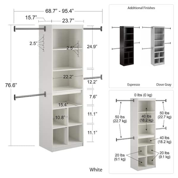 Systembuild Evolution Evone 3 Drawer Closet Storage, White