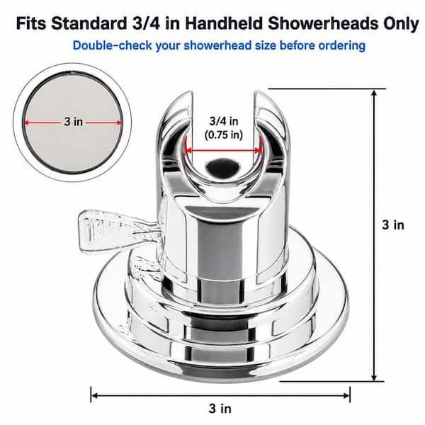 1-Piece Suction Cup Shower Head Holder for Handheld Shower in Chrome with Mounting Hardware, Smooth Surfaces Only