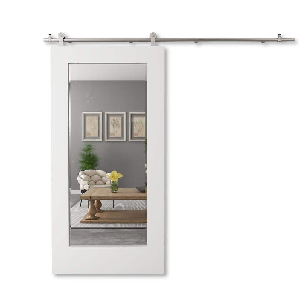 Urban Woodcraft 42 in. x 96 in. LISMORE Solid Core White Wood Modern Barn  Door with Sliding Door Hardware Kit 500H.42BD.MR.W-96 - The Home Depot
