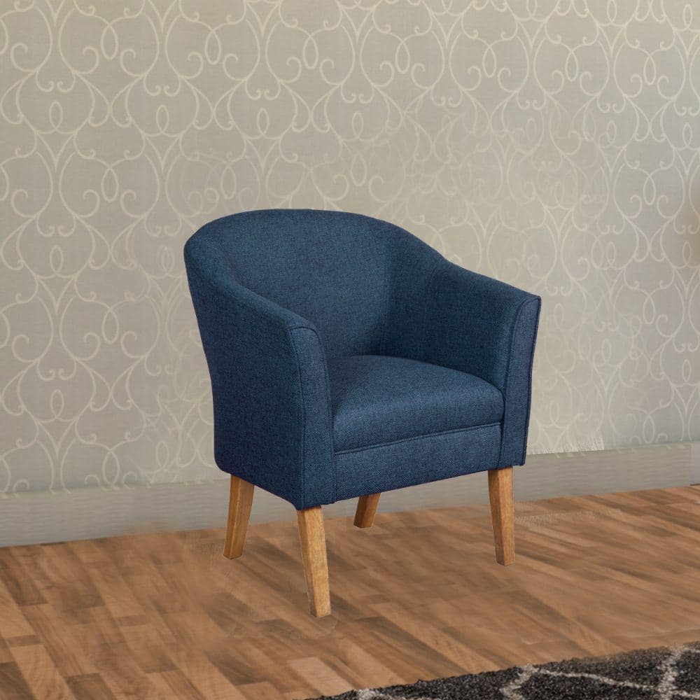 Mid-Century Modern Barrel Accent Chair with Brown Wood Legs