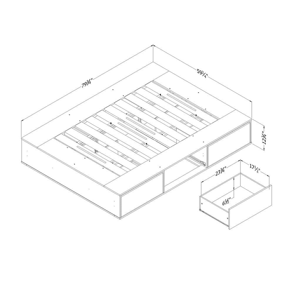 Weathered Oak Queen 6-Drawer Platform Bed with Storage