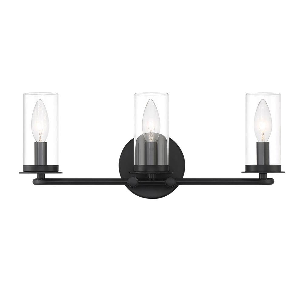 Hudson Heights Matte Black 3-Light 18" Wide Vanity Cylinder