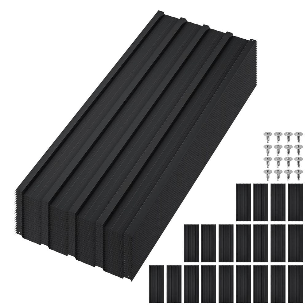 Heavy Duty 1.39 ft.x 3.54 ft. Corrugated 21-Gauge Galvanized Steel Metal Roofing Panels in Black(20 Pieces) price history on PriceWatchPro