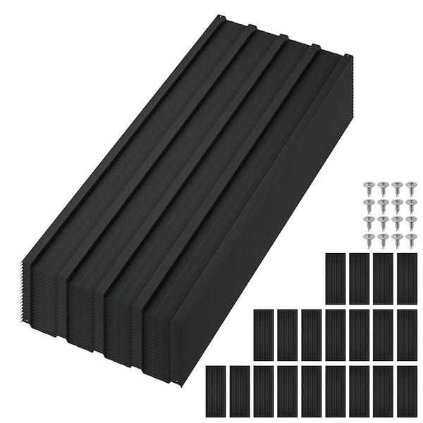 Heavy Duty 1.39 ft.x 3.54 ft. Corrugated 21-Gauge Galvanized Steel Metal Roofing Panels in Black(20 Pieces)