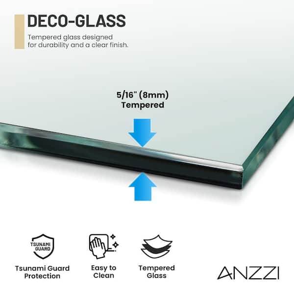 ANZZI Welle 34 in. W x 74 in. H Fixed Framed Shower Door in
