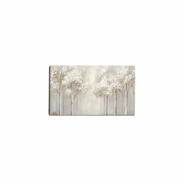 Large Forest Wall Art for Living Room White and Gray Misty Birch Tree Picture for Bedroom Office