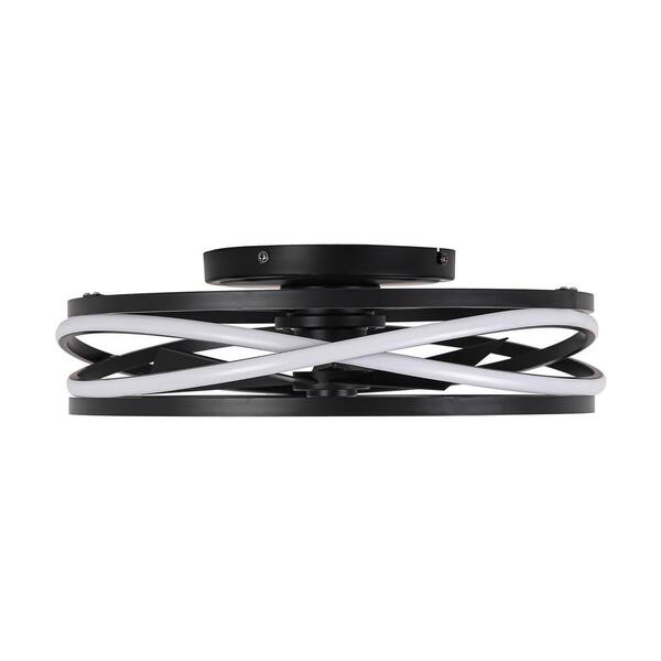 IHOMEadore 12.6 in. Indoor Integrated LED Flush Mount Black