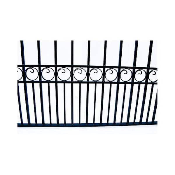 Paris Style 16 ft. x 6 ft. Black Steel Dual Driveway Fence Gate