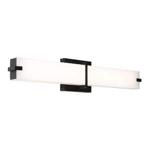 Miller 4.25 in. 2-Light Black, White LED Vanity Light with White Acrylic Shade