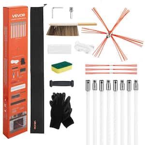 Chimney Sweep Kit, 26 ft. Chimney Brush, with Replacement Bristles and Goggles, Piece and and Fireplace Tool Set