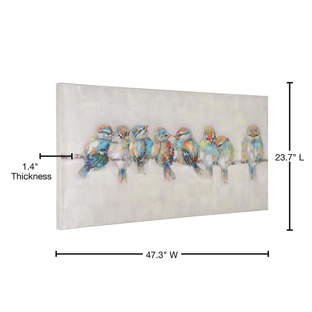 Afternoon Gathering Multicolor Acrylic Bird Canvas Art