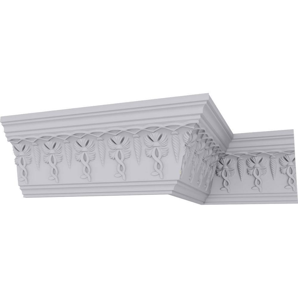 Primed White Geometric Polyurethane Crown Moulding Sample