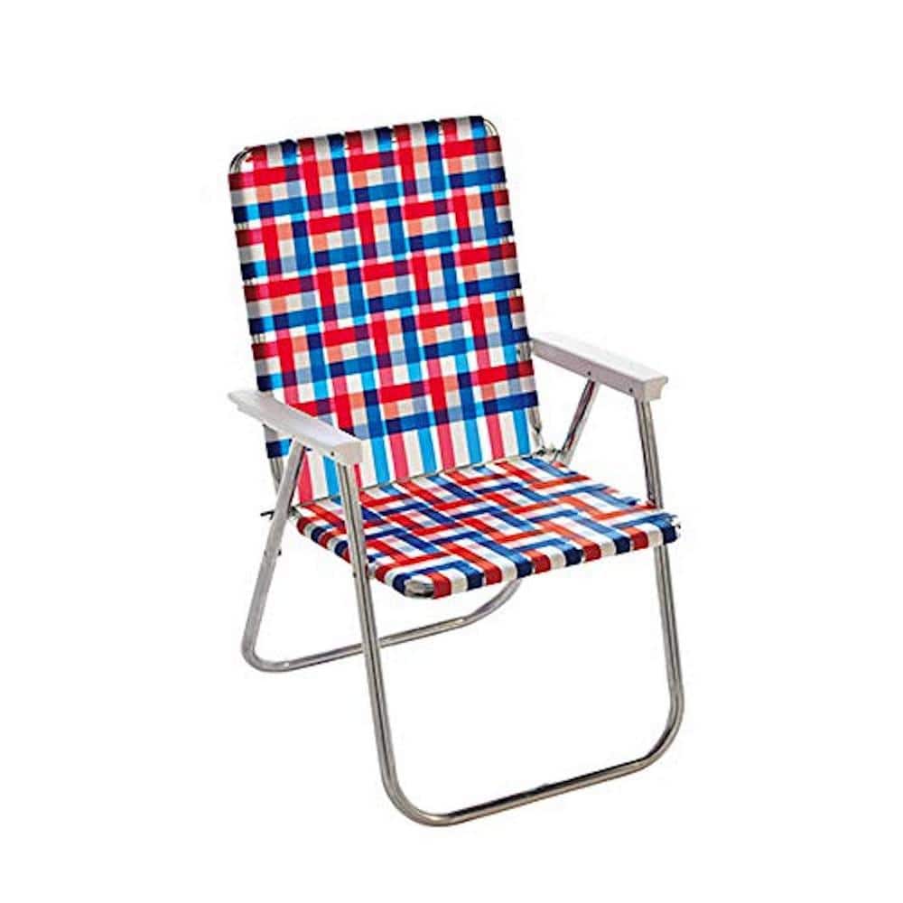 Durable Old Glory Aluminum Lightweight Stackable Folding Lawn Chair with Wh