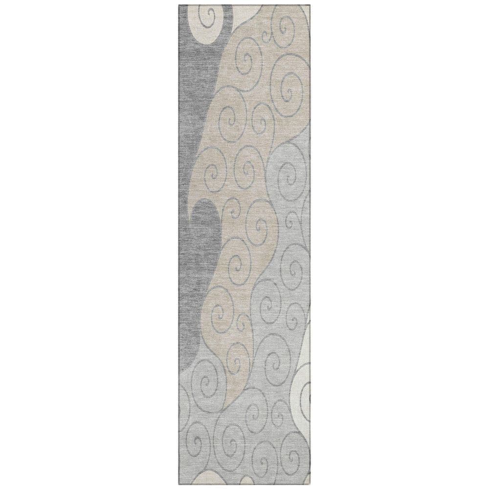Chantille Machine Washable Indoor/Outdoor Abstract ACN2464 Silver 2 ft. x 7 ft. Runner Rug price history on PriceWatchPro