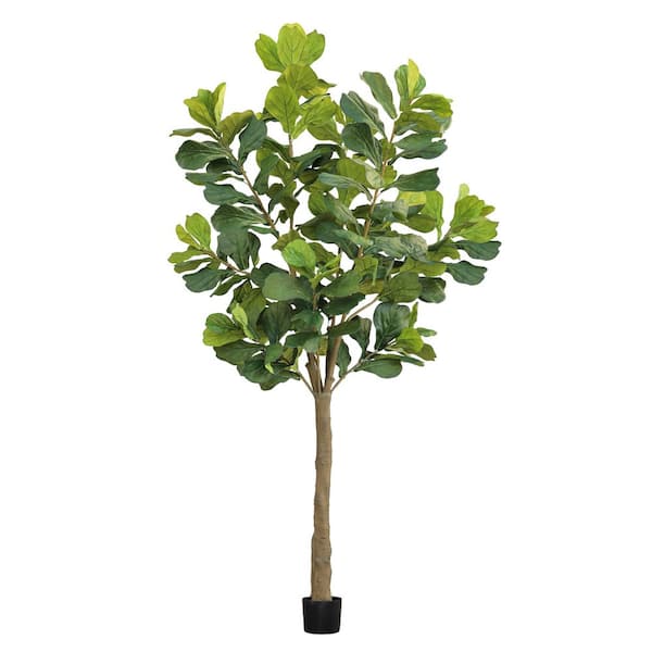 10 ft. Deluxe Artificial Fiddle Leaf Fig Tree in Black Pot