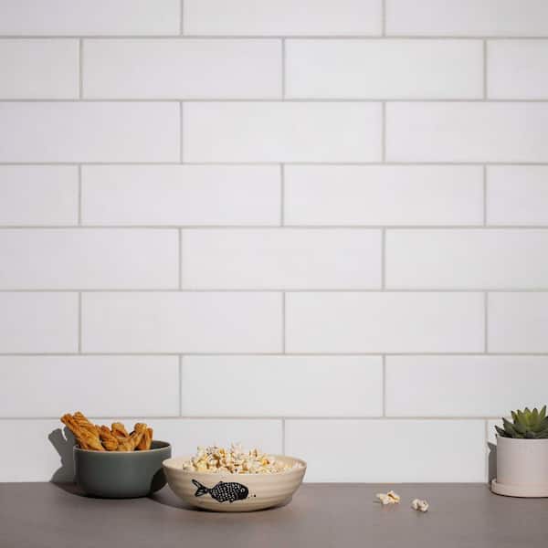 Bedouin 3.5 in. x 12 in. White Matte Ceramic Subway Wall Tile (9.9 sq. ft/case)