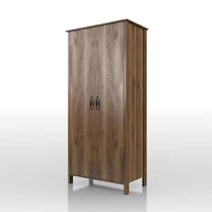 Crempleton Distressed Walnut Armoire with Shelf 70.86 in. H X 33.07 in. W X 19.54 in. D