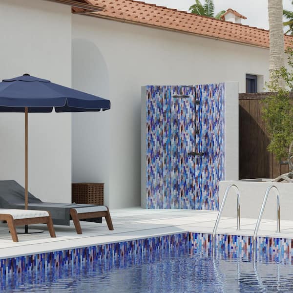Waterscape Cove Blue 11.82 in. x 12 in. Polished Glass Wall Mosaic Tile (0.98 sq. ft./Each)