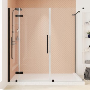 Tampa 72 1/16 in. W x 72 in. H Rectangular Pivot Frameless Corner Shower Enclosure in Oil Rubbed Bronze with Shelves