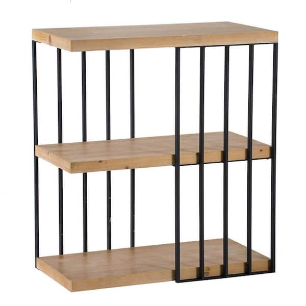 3 Tier Iron Decorative Household Shelving Unit in Black and Brown (15 in. W x 5 in. H x 30 in. D)