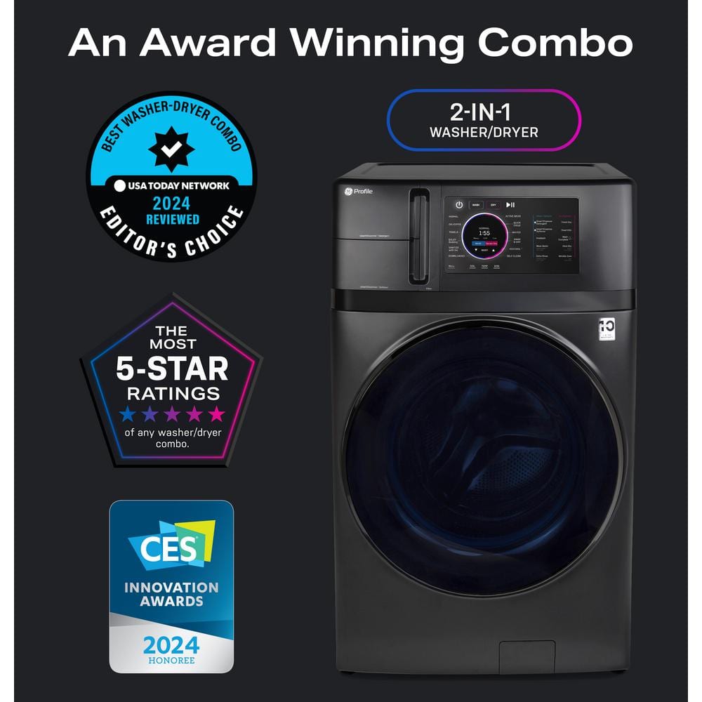 Black 4.8 Cu. Ft. Smart Electric Washer/Dryer Combo