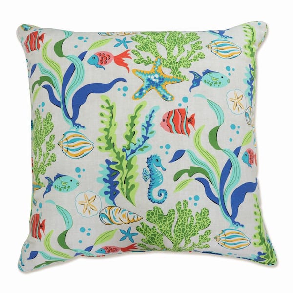Pillow Perfect Tropical Blue Square Outdoor Square Throw Pillow