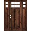 Krosswood Doors 64 in. x 96 in. Craftsman Knotty Alder RM Stain Right-Hand Low-E 10-Lite Clear Wood Single Prehung Front Door/Sidelites PHED.KA.550.30.80.134.RH.DSL.RM