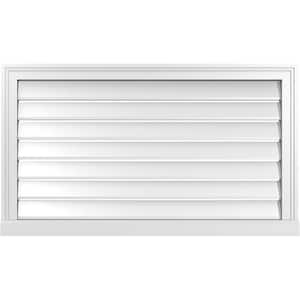 38" x 22" Vertical Surface Mount PVC Gable Vent: Functional with Brickmould Sill Frame