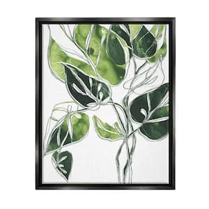 Intricate Palm Vines Unique Green Leaves by June Erica Vess Floater Frame Nature Wall Art Print 17 in. x 21 in.