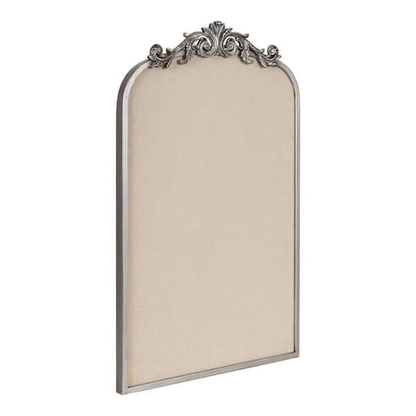 Kate and Laurel Arendahl 31 in. x 19 in. Silver Metal Framed Fabric Pinboard Memo Board