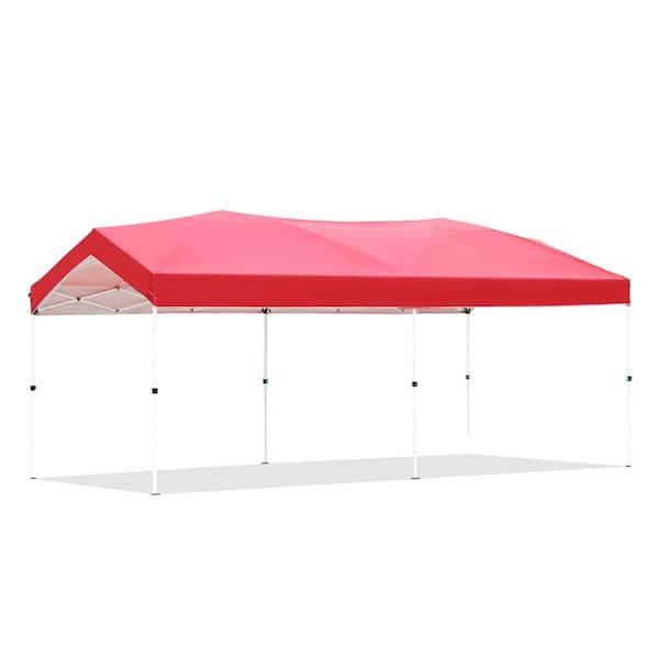 OVASTLKUY 10 ft. W x 20 ft. L Red Folding Outdoor Canopy