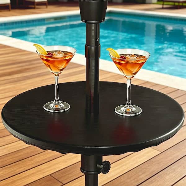 20 in. Market Adjustable Outdoor Umbrella Table Top in Black