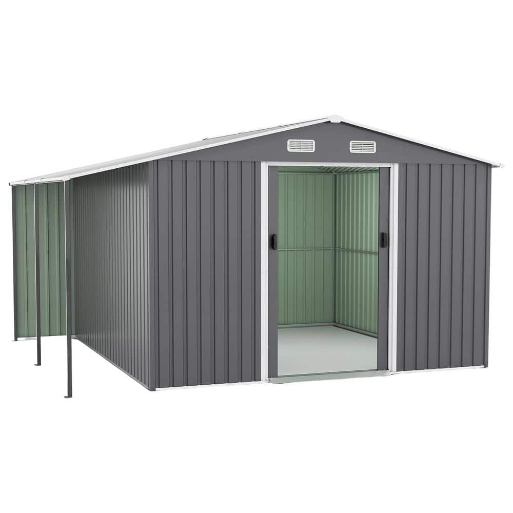 Clihome 10 ft. W x 12 ft. D Metal Storage Shed with Ramp Sliding