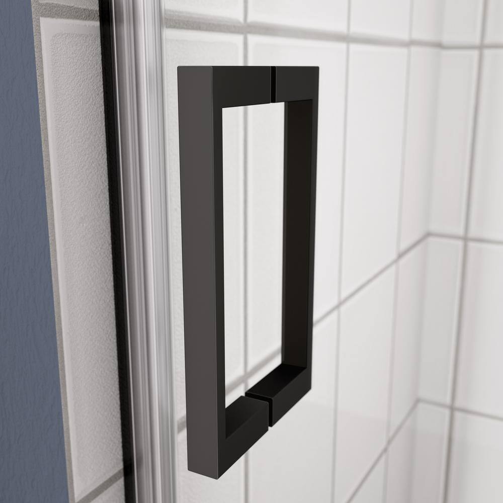 Matte Black Tempered Glass Sliding Shower Door 56-60" W x 58" H