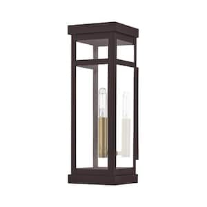 Wessex 15 in. 1-Light Bronze Outdoor Hardwired Wall Lantern Sconce with No Bulbs Included