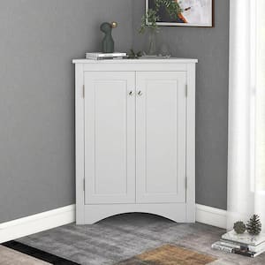 17.2 in. W x 17.2 in. D x 31.5 in. H White Freestanding Triangle Linen Cabinet with Adjustable Shelves in White