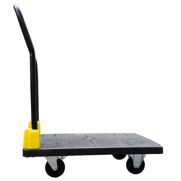 Boosicavelly 17 cu. ft. Metal Folding Black Yellow Serving Cart with Dust Guard and Swivel Brake Wheels