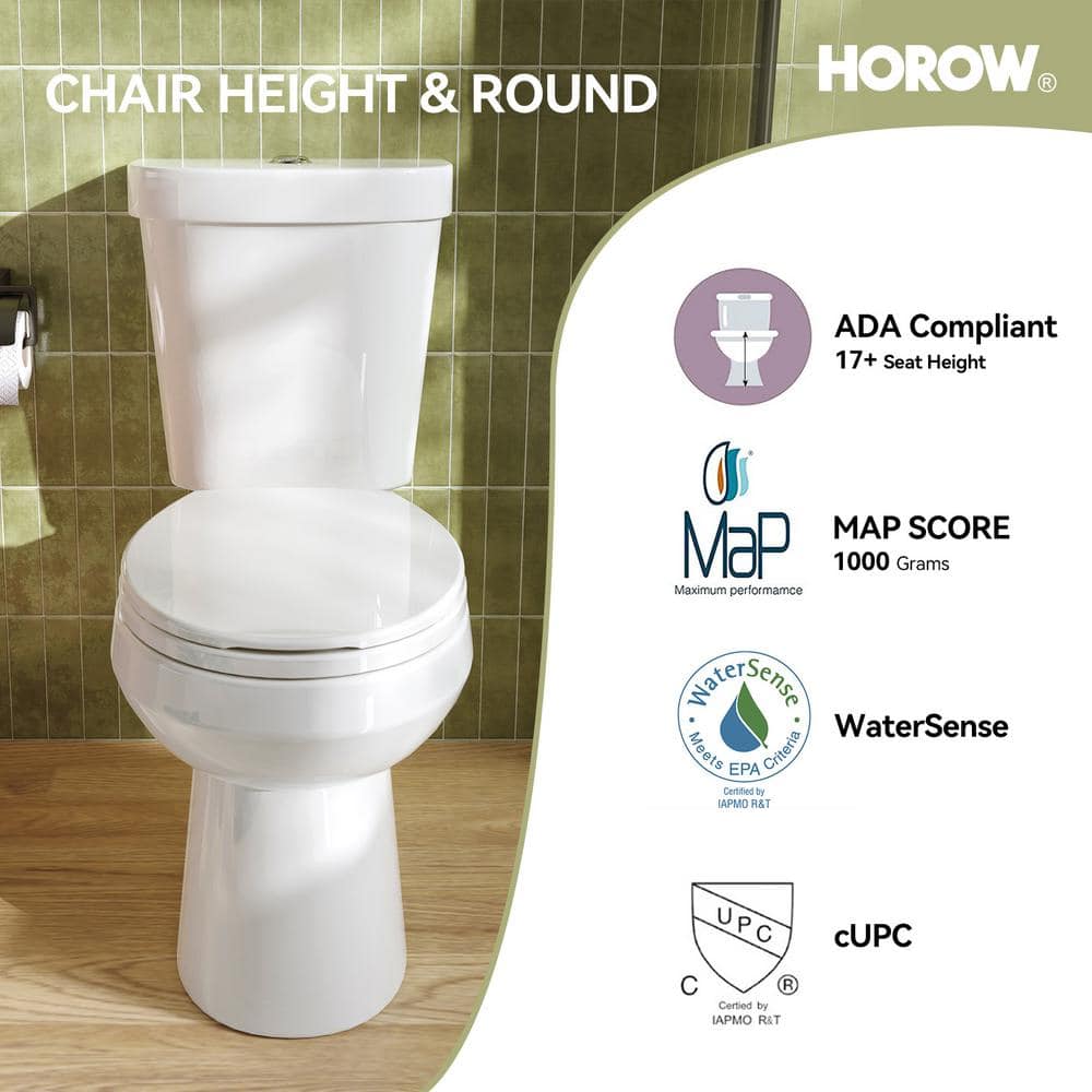 White Round Dual Flush High Efficiency Free Standing Toilet