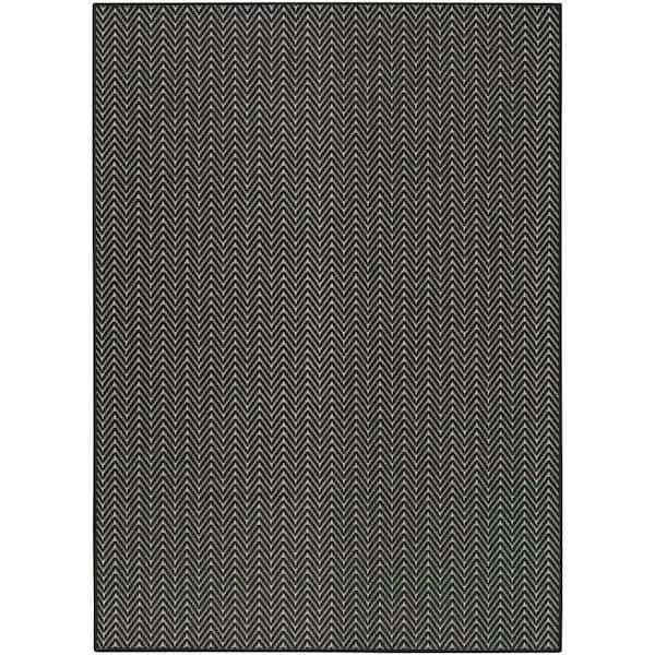 Nourison Horizon Black 4 ft. x 6 ft. Indoor/Outdoor Geometric Contemporary Area Rug