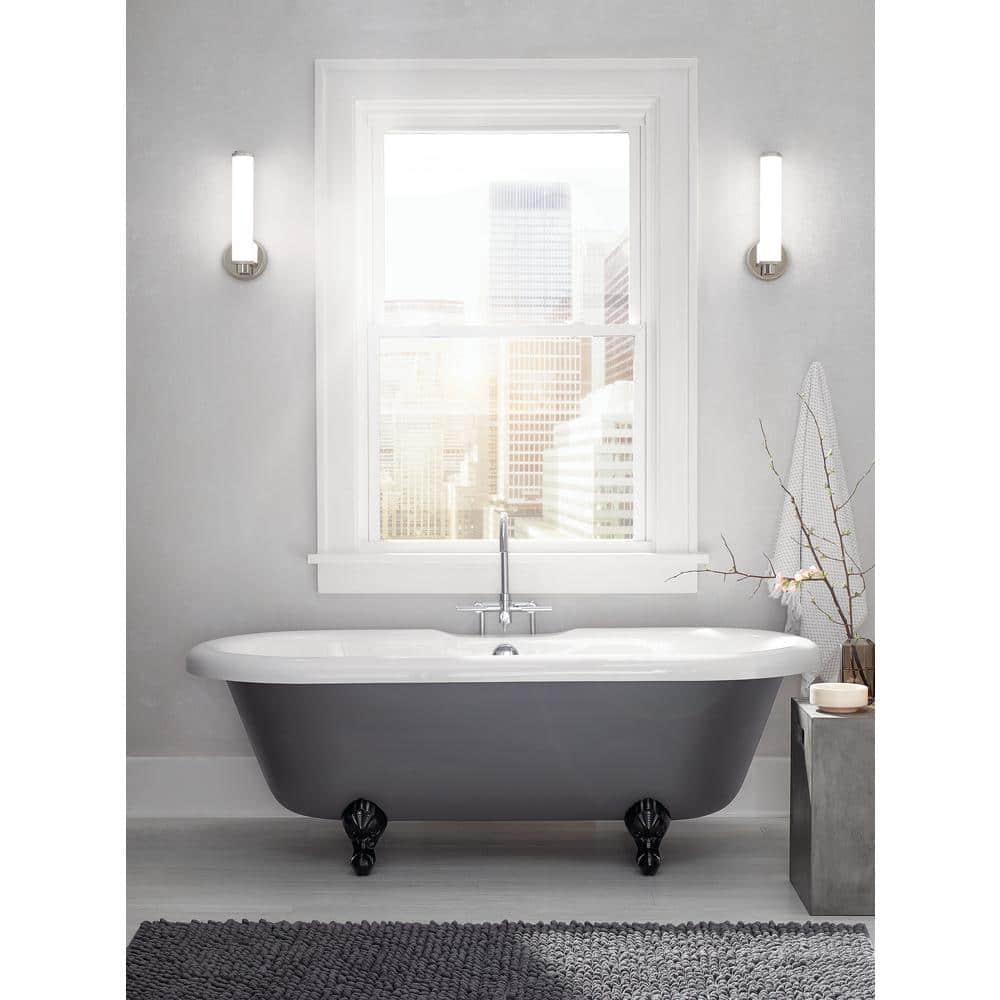 Indeco 16-Watt Polished Nickel Integrated LED Bathroom Indoor Wall Sconce Light with Satin Etched White Glass Shade price history on PriceWatchPro