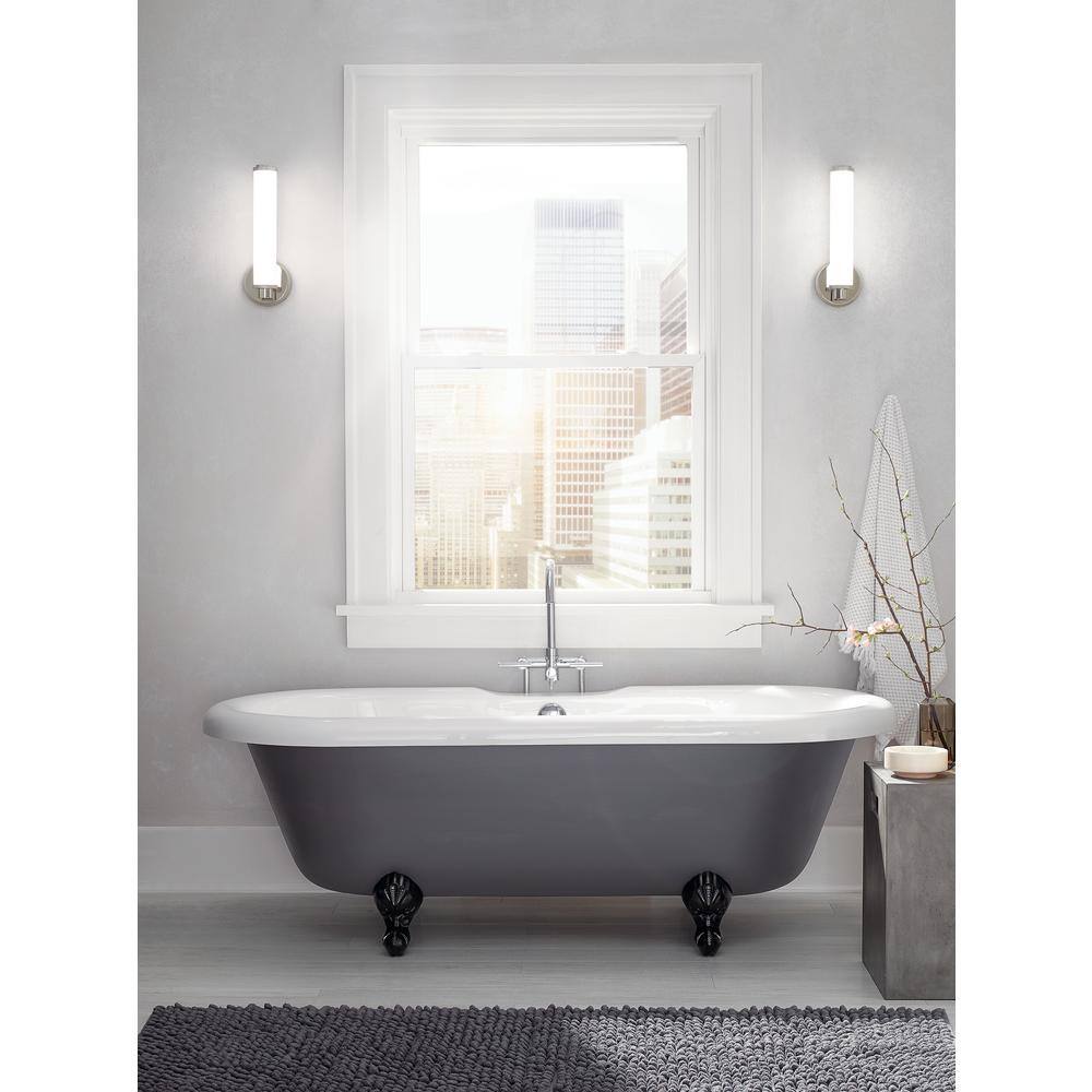 Polished Nickel Dimmable LED Wall Sconce with White Shade