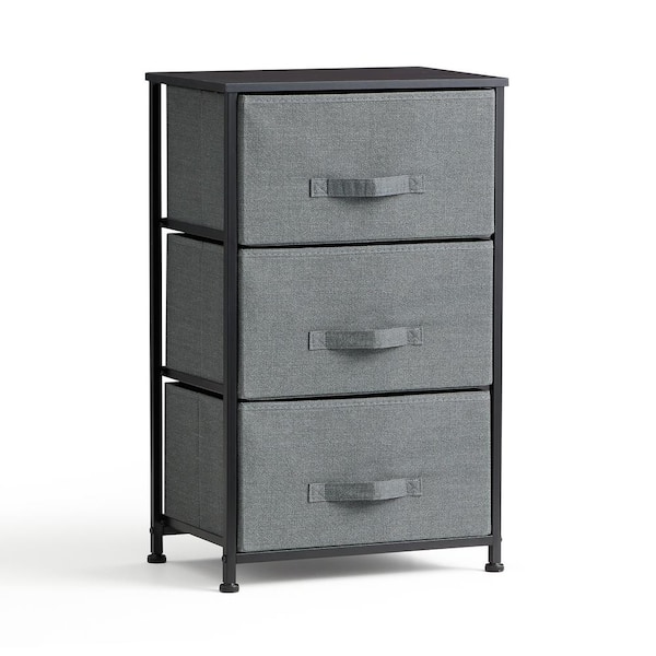 Brookside Sierra 17.72 in. W x 28.94 in. H Black 3-Drawer Fabric Storage Chest with Charcoal Drawers