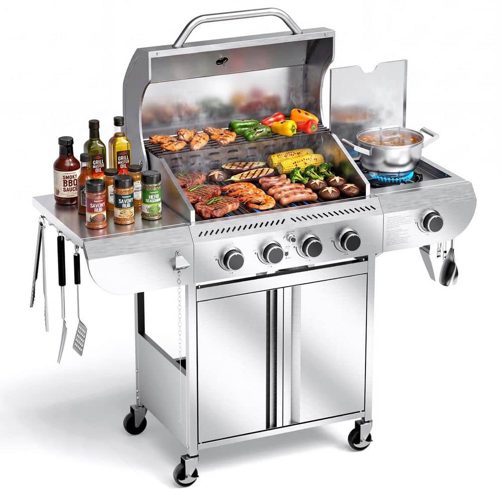 4 Burner Stainless Steel Propane Gas Grill with Side Burner price history on PriceWatchPro