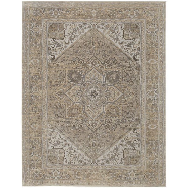 Brown, Ivory 2 ft. x 3 ft.  Floral Area Runner