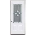 36 in. x 80 in. Right-Hand 3/4-Lite Caspian 2-Panel Smooth Unfinished Fiberglass Prehung Front Door