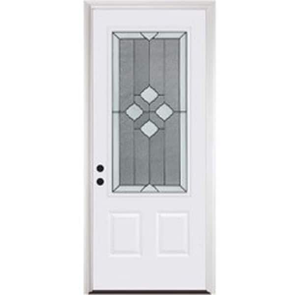 CODEL DOORS 36 in. x 80 in. Right-Hand 3/4-Lite Caspian 2-Panel Smooth Unfinished Fiberglass Prehung Front Door